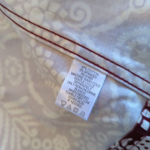 Liz Claiborne Jacket Blazer Womens 12 Red Burgandy Paisley Button Up - Picture 8 of 9